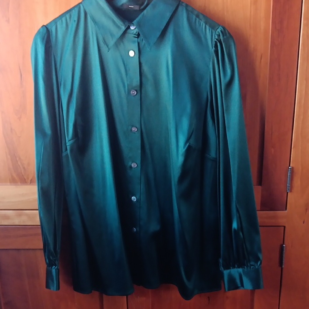 Talbots Women's Green Satin Blouse